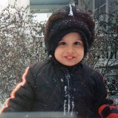 Massimo as a child in the snow